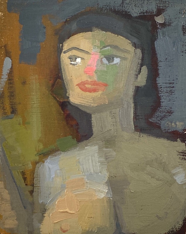 Modern Portrait of a Woman OOAK Original Figure Oil Painting 10×8 Aldo Cherres