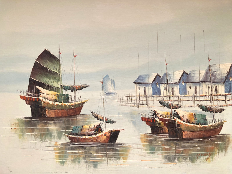 Original Oil Painting - Hong Kong Harbor gallery