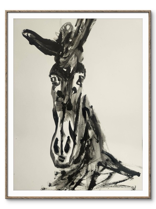 Abstract Donkey Impressionistic Original Wall Art 14X11 Mixed Media Paper