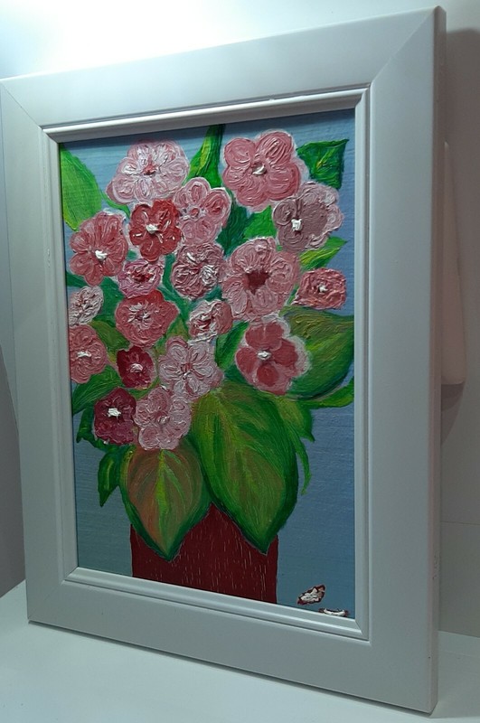 Flowers Painting Picture In Frame Original Flowers in a pot A Spectacular Gift gallery