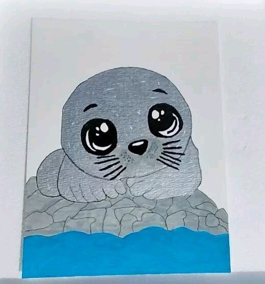 GAT PAINTING ORIGINAL IMPRESSIONIST Seal Sea Lion Whimsical animals Painting