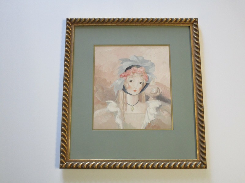 ANTIQUE VINTAGE ART DECO PORTRAIT PAINTING BY MARGO ALEXANDER PRETTY FEMALE MOD
