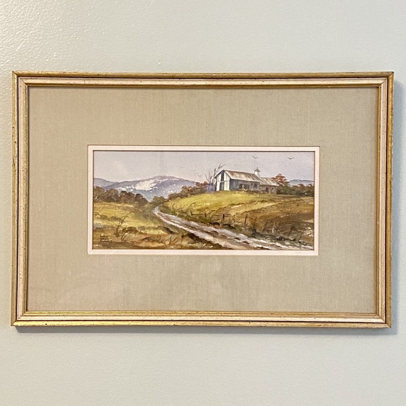 Mid-Century Dora Reed Evans Original Watercolor Painting Landscape Signed Framed