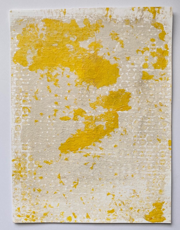 Abstract Acrylic Original Painting On Canvas Paper 9X12 Yellow