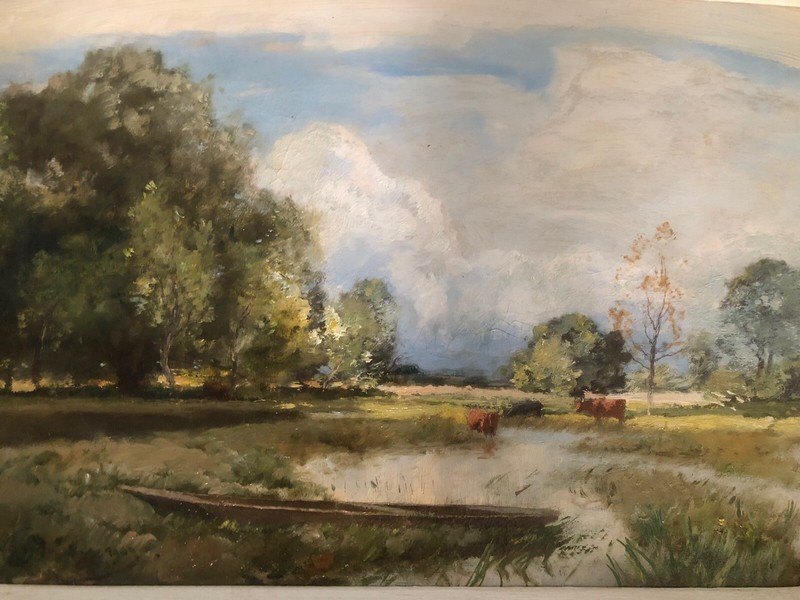 "CATTLE IN A MEADOW" SIR DAVID MURRAY RA (1849-1934) ORIGINAL SIGN OIL PAINTING. gallery