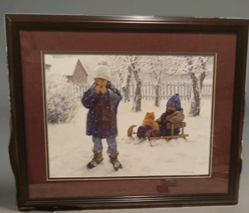 Robert Duncan Winters Blanket Print In Wood Frame, Signed, Large, 18×22 gallery