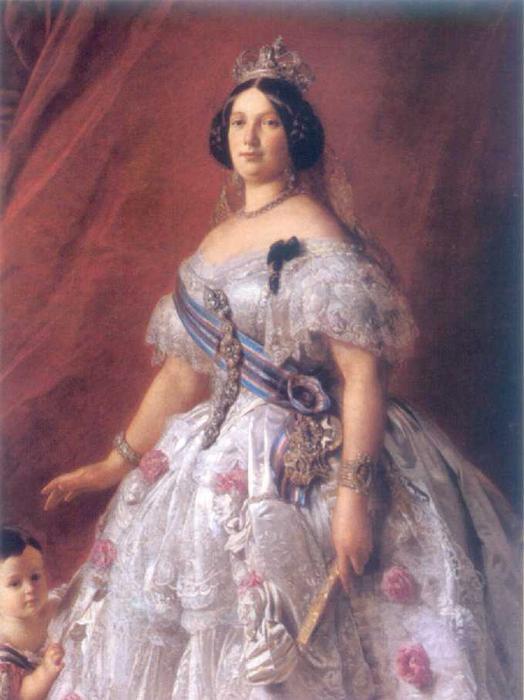 Oil Franz-Xaver-Winterhalter-Isabel-II-of-United-Kingdom mother & baby portraits