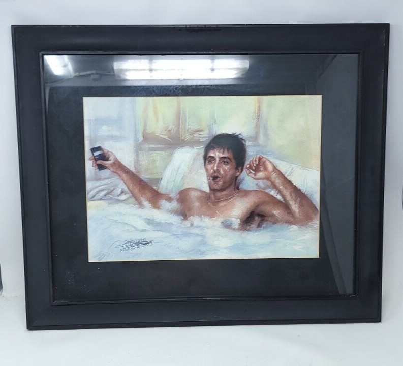 Al Pacino as Tony Montana Scarface Art Signed by Haiyan 2003 New York Framed