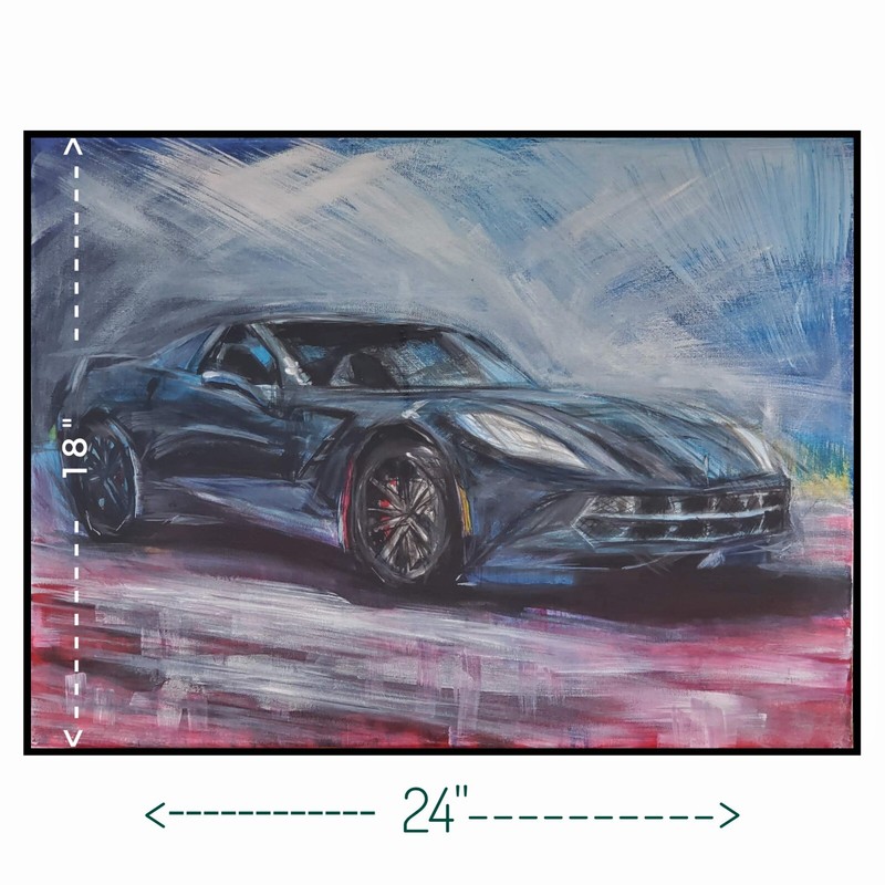 Chevrolet Corvette C7 Race Car Original Painting Racing Stingray 24” Canvas Art gallery