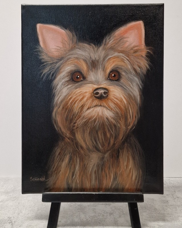 Dog Pet Portrait, Original Oil Painting Yorkshire Terrier on Canvas Dog Wall Art