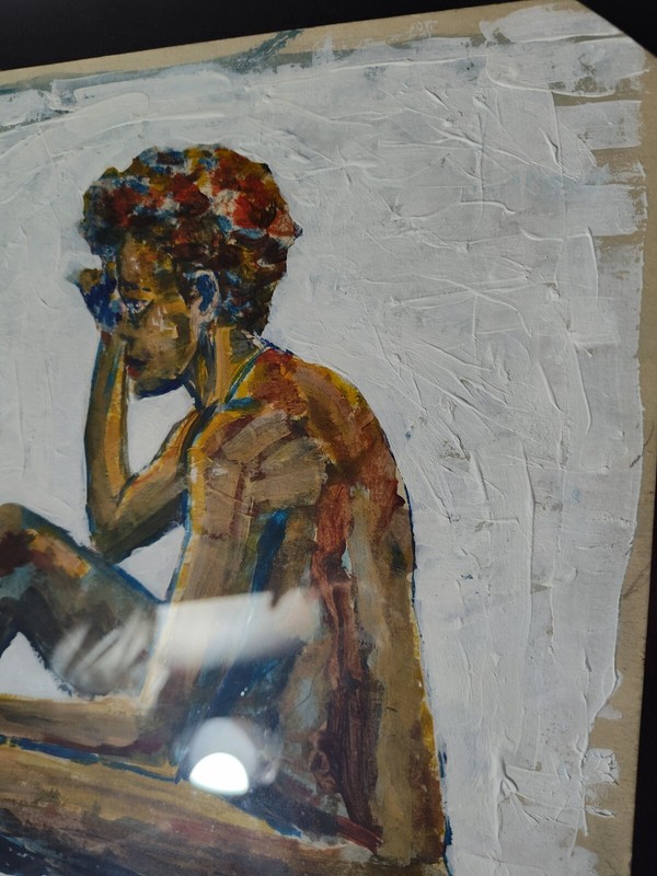 Acrylic on Paper Figurative Artwork 2023 Framed gallery