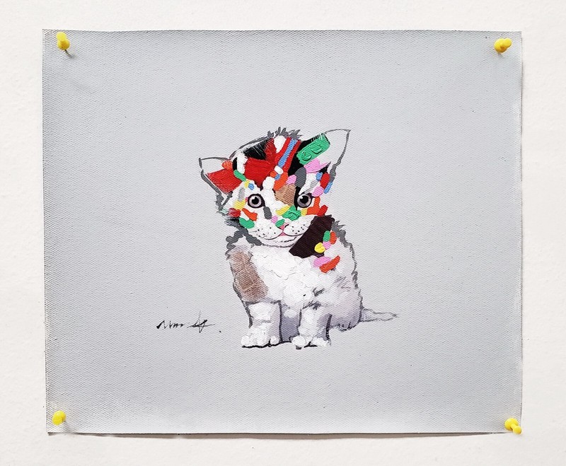 White Cat, 10x8 - Hand painted on Giclee Canvas gallery