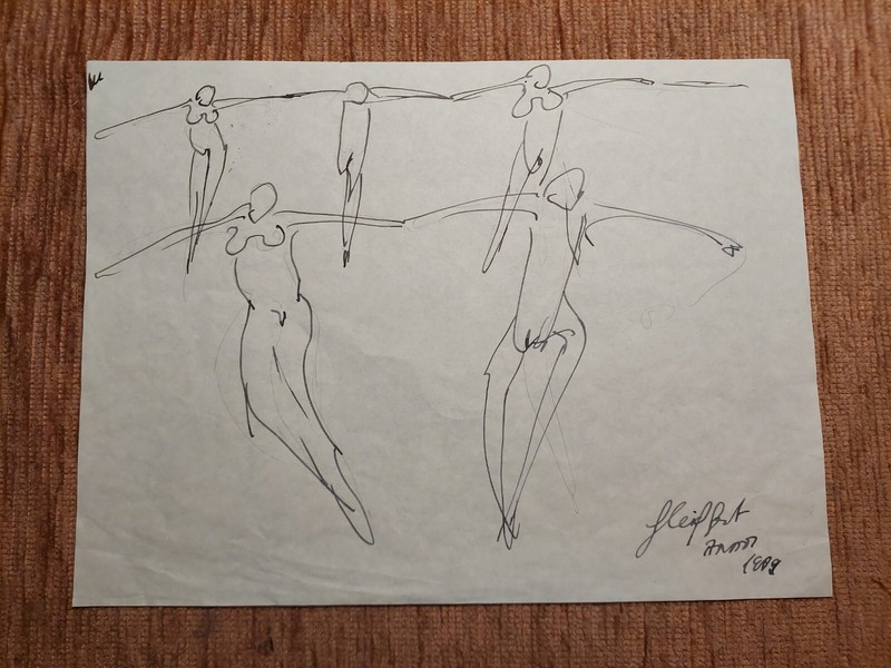 ANATOL HERZFELD hand drawing 1989 DANCE DANCE NUDE Matisse JOSEPH BEUYS