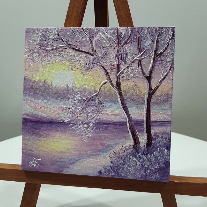 Christmas Gift Original Painting Wall Art Decor Winter Signed Ukrainian Artist gallery