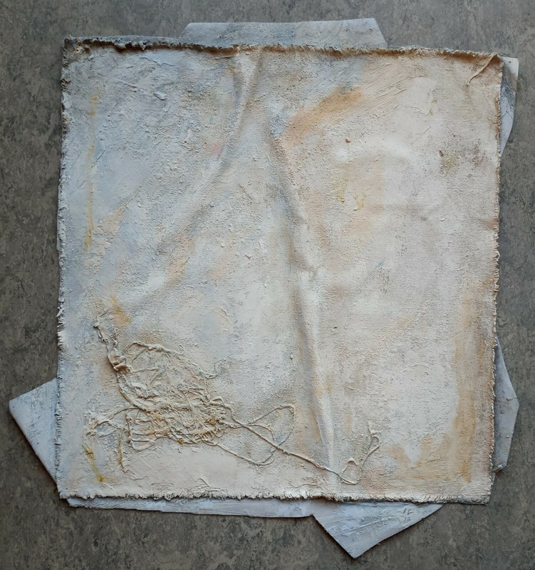 IRENE LIEBERMAN OIL ON CANVAS WITH THREADS JUNE 2012 17 X 16