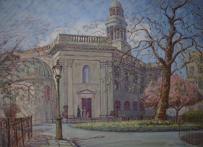 THE ORATORY BIRMINGHAM ENGLAND WATERCOLOUR JOHN ARTHUR STAERCK c1970s