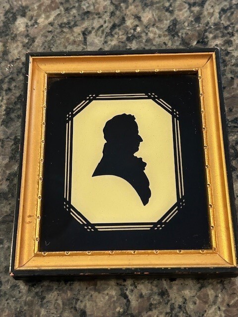 Antique Reverse Glass Painted Silhouette Of Dr Oliver Hubbard Salem MA Born 1772 gallery