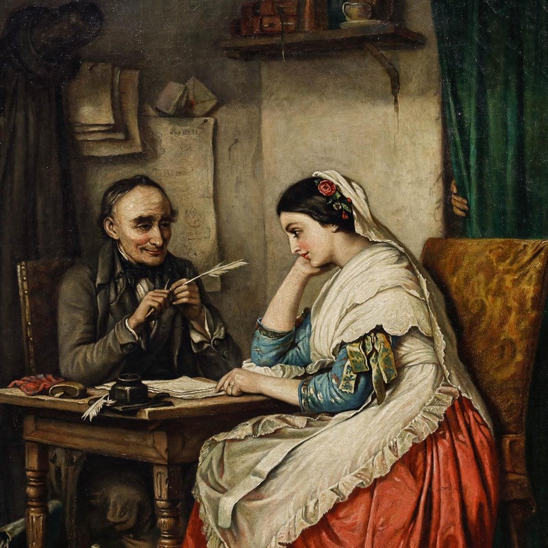 Framed Late 19th Century Oil - The Eavesdropper gallery