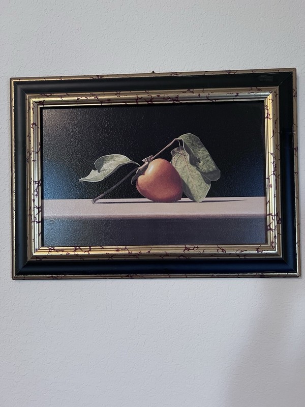 Reproduction still life painting of a fruit with leaves in an ornate frame 16×23