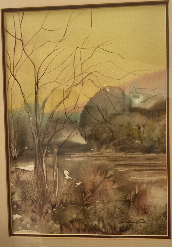 Original Water Color and Pastel Painting Glass Framed Signed gallery