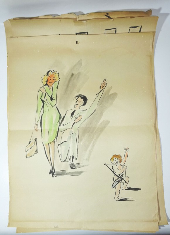 Watercolor Artist Estate 5 Pieces GDR 1950s Newspaper Press