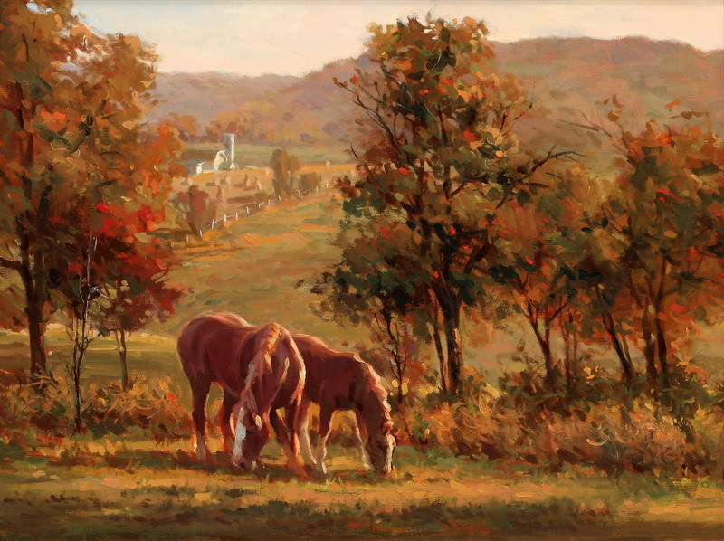 Art Giclee Printed Oil Painting Print Picture Animals Horses