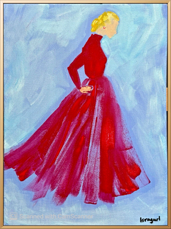 Red Elegance 12×16″ Classy Elegant Handmade Painting Acrylic on Canvas