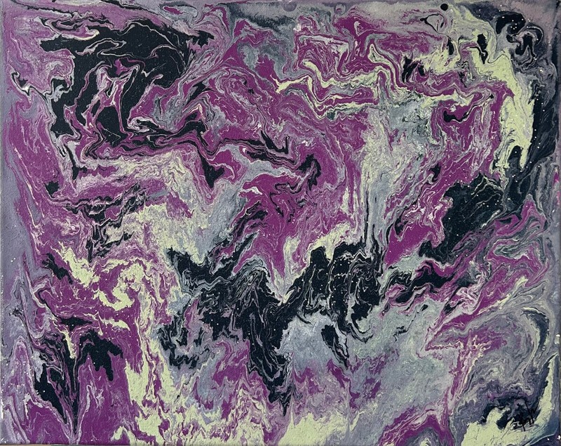 Original Kayla Braden Abstract “Fruity Pebbles” Acrylic Fluid Painting on Canvas