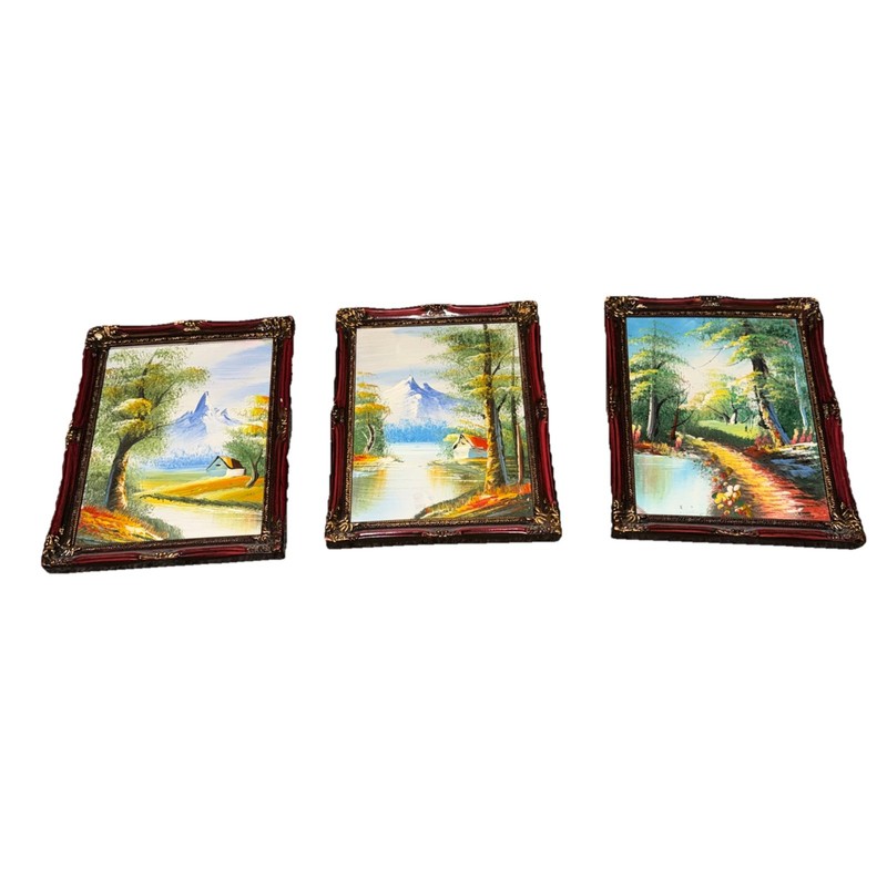 Lot Of 3 Vintage Oil Painting 6.5×8.5in frames