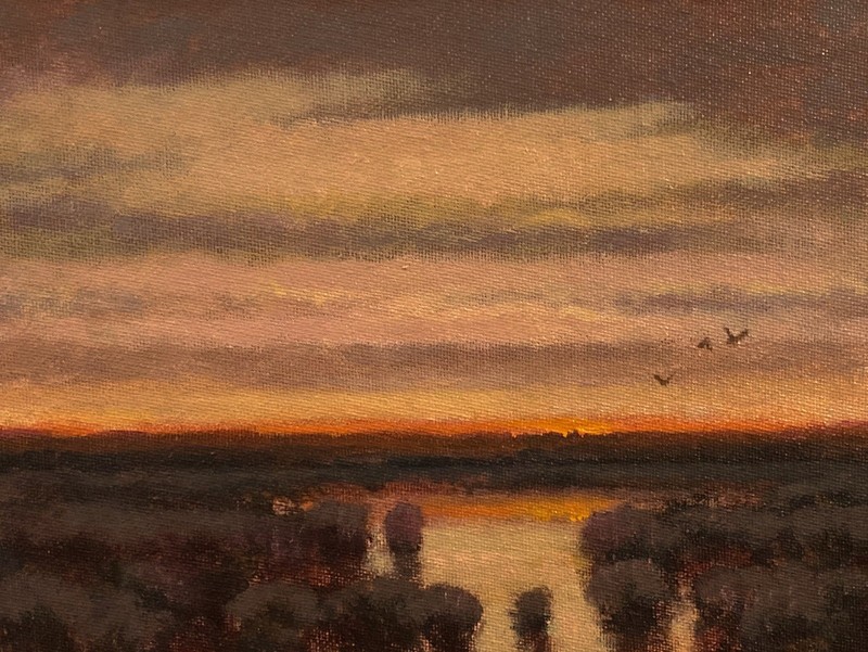 Twilight Wetlands Realism Landscape OIL PAINTING ART IMPRESSIONIST Original Glow
