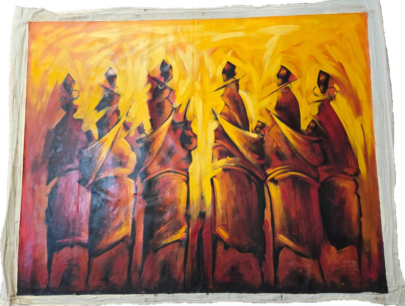 Power & Unity Original Signed Tinga Tinga East African oil painting