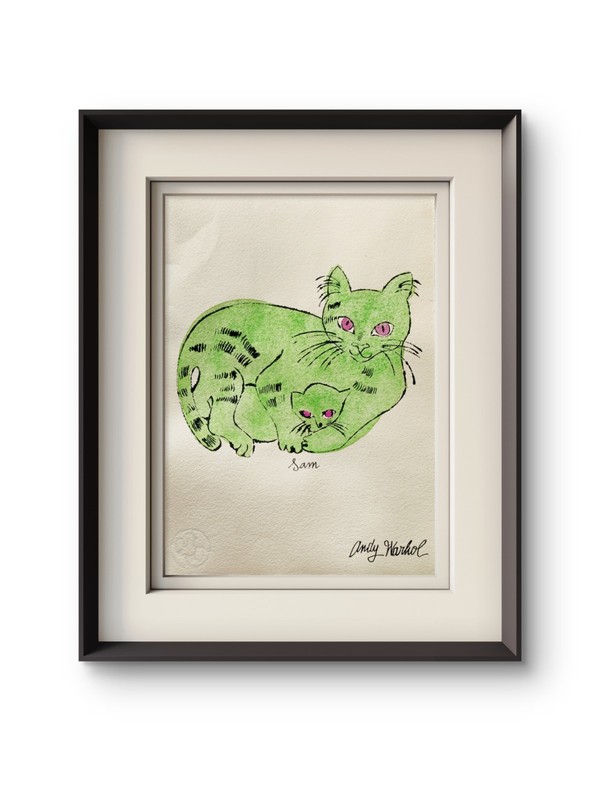 Andy Warhol Drawing Ink And Watercolor On Paper Hand Signed Cat NOT A PRINT