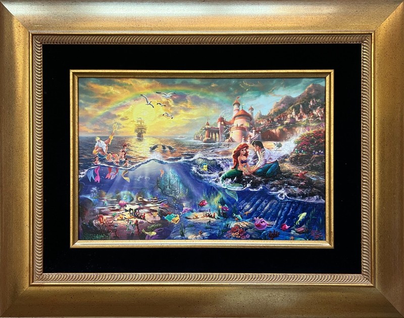 THOMAS KINKADE «THE LITTLE MERMAID» 12″ x 18″ A/P HAND EMBELLISHED GICLEE CANVAS