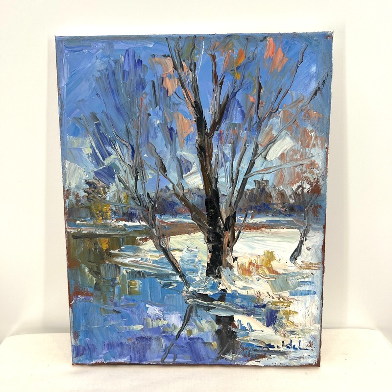 Original Artwork Study 11”x14” Oil Canvas Barrington Park Tadeusz Seidel