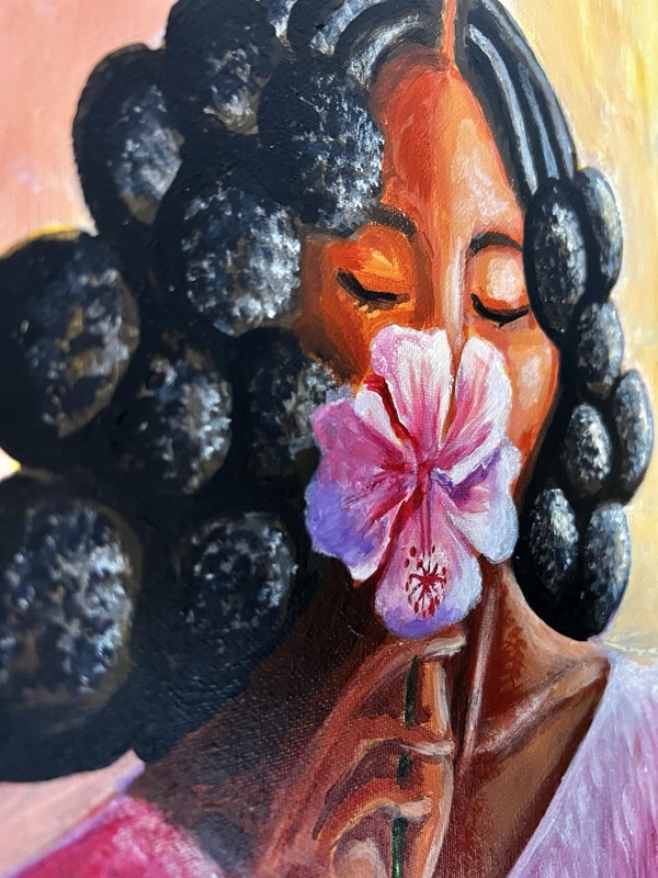 Floral Woman African Painting 16 X 20 Art gallery