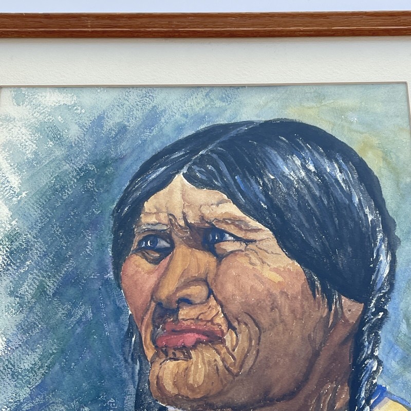 ANTIQUE LANDSCAPE PAINTING AMERICAN NAVAJO MAN 1930'S INDIAN GARDNER PORTRAIT gallery