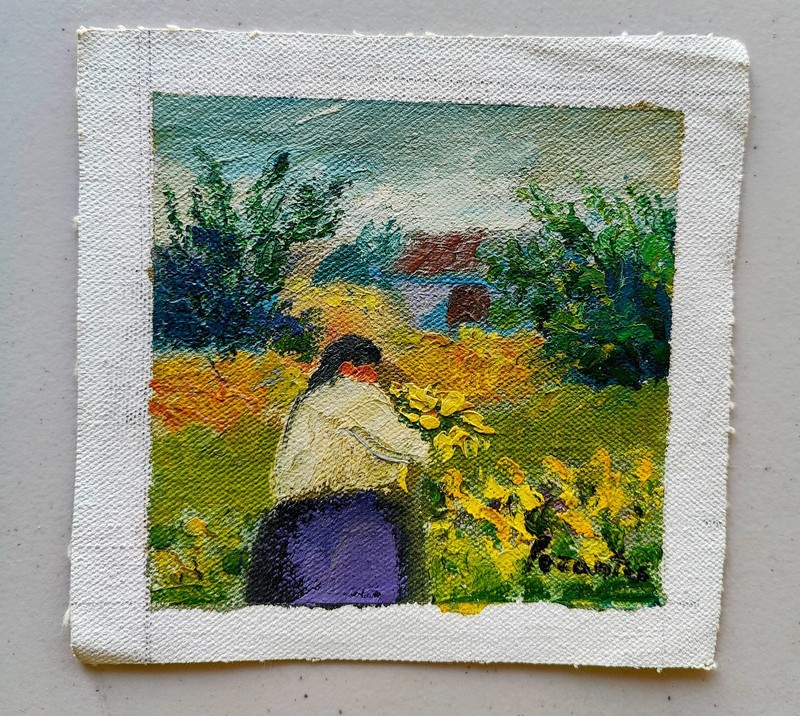Set of 3 Original Peruvian Andes Oil Paintings 4×5 Signed Pezantes One of a Kind