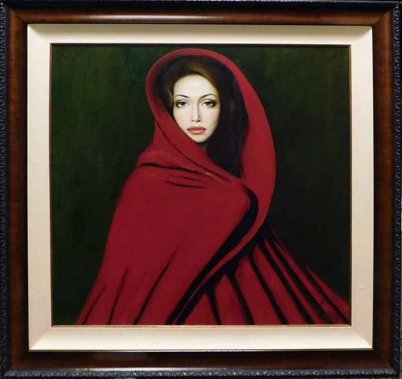 Taras Loboda «Lady in Red» original Painting oil on Canvas Hand signed