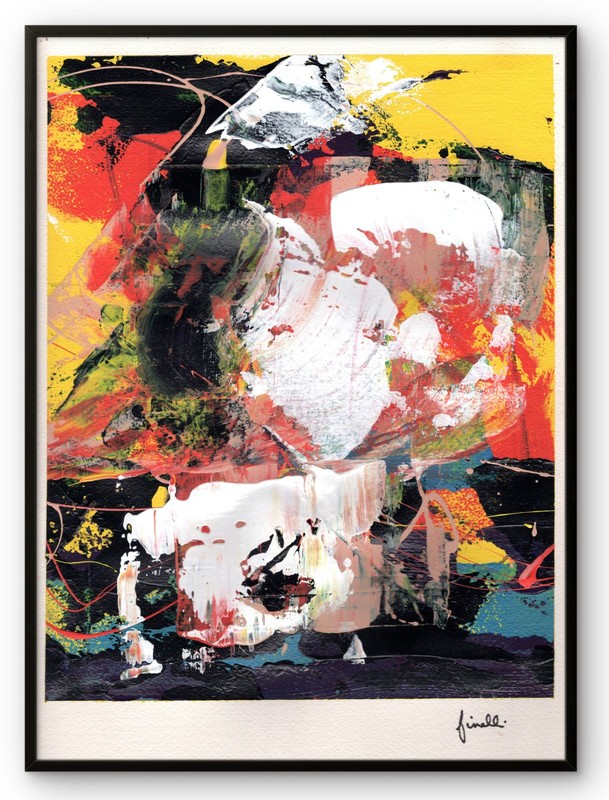 Original FINELLI Expressionist Ink Painting Non-Representational 12×16 COA G16E