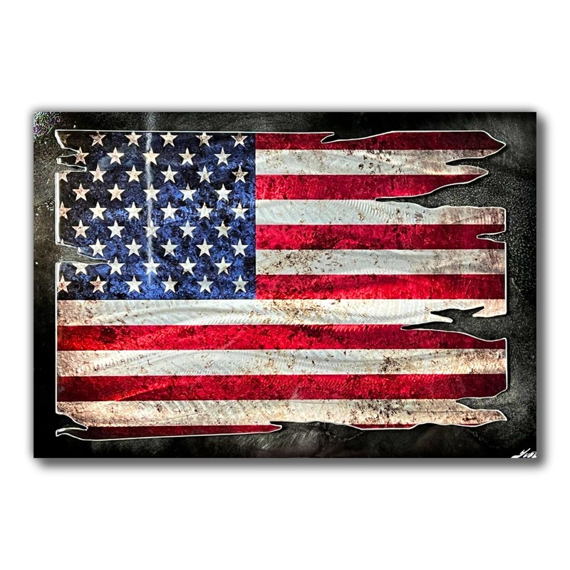 Nicholas Nick Yust Metal Art Sculpture American Flag Painting 2020 Original