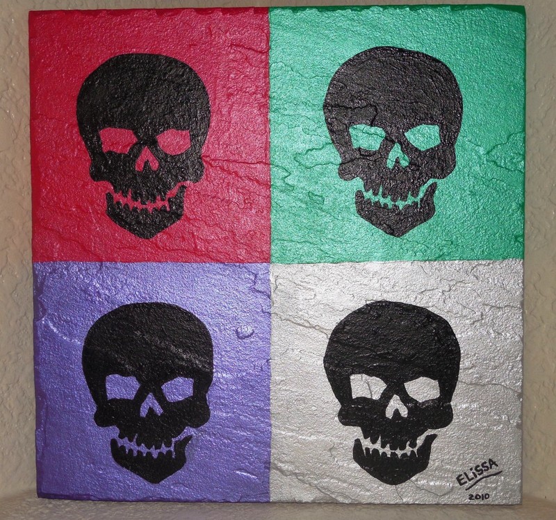 Heavy Metal/Rock & Roll Metallic Skulls Flagstone Art Painting By Elissa Shakal gallery