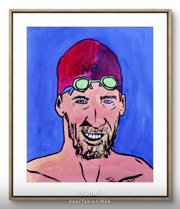 ShawNshawN Original painting 11×14 paper Michael Phelps Olympics gold pop art