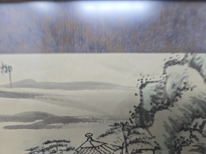Chinese Watercolor Country Scene Professionally Framed 13 1/4 X 13 1/4" gallery