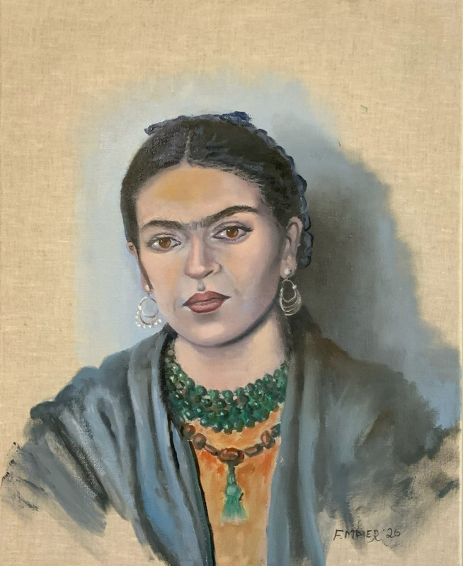 Frank Maier Original Oil Painting: Portrait of Frida Kahlo 16″x20″ (Unframed)