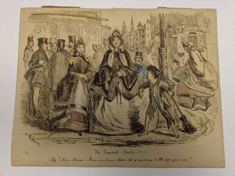 Original John Leech (1817-1864) Watercolor Illustration Street Beggar Urchin