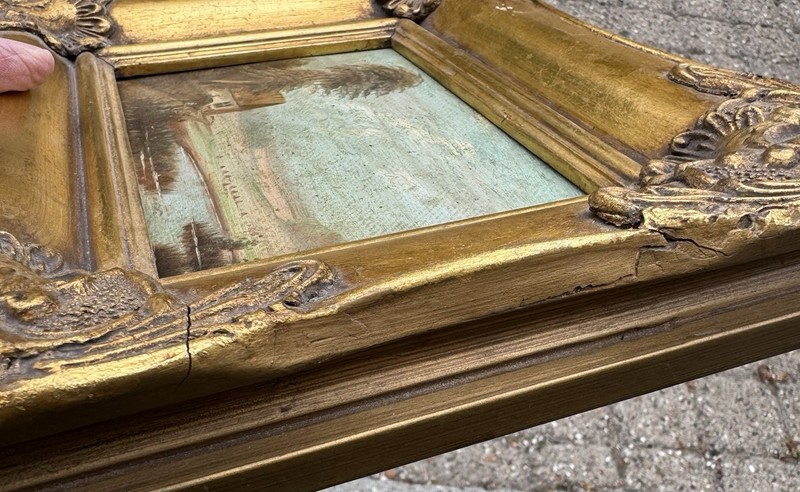 Smaller Antique Oil Painting 19th. Century: Lake House Motif From Denmark gallery