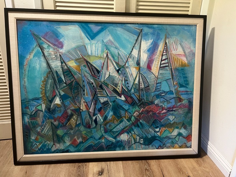 Morris Yudelson – Rare Framed Original mixed media / Sailing Sail Away – 1994 gallery