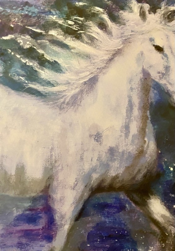 impressionistic Print of my White Horse “Free Spirit” direct from Artist gallery