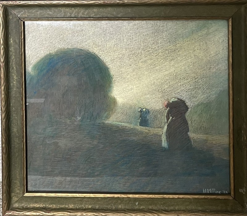 Hugh M. Poe (1902-1973) Noted Indiana Artist – 1921 Pastel Landscape Painting