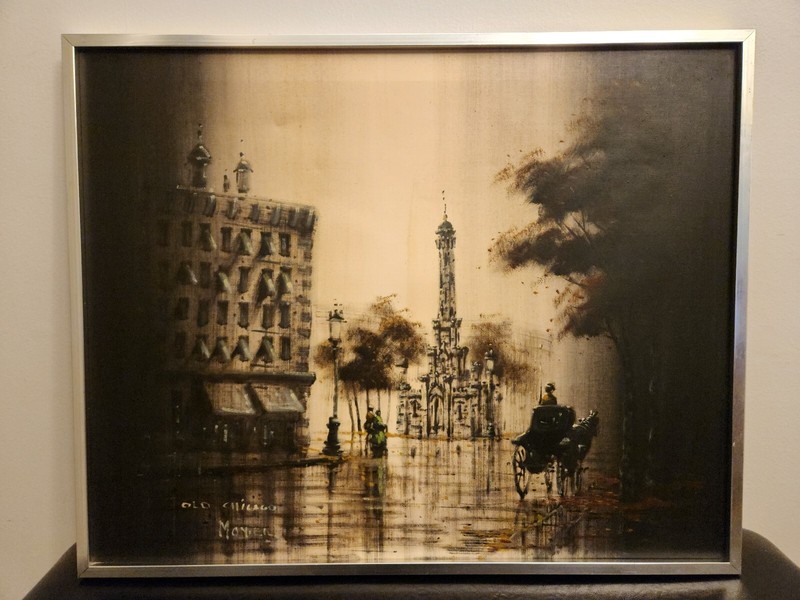 LAWRENCE MONIER OLD CHICAGO Signed Vintage Painting Oil On Canvas 30″×24″ Framed